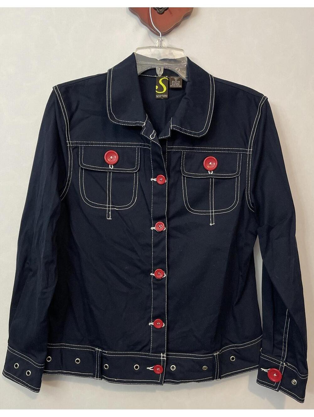 Sportelle Womens Dark Blue Button-Up Medium Western Style Cotton Blouse! A6527